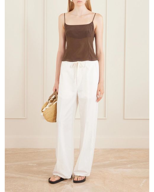 St. Agni Brown Stretch Satin Cami