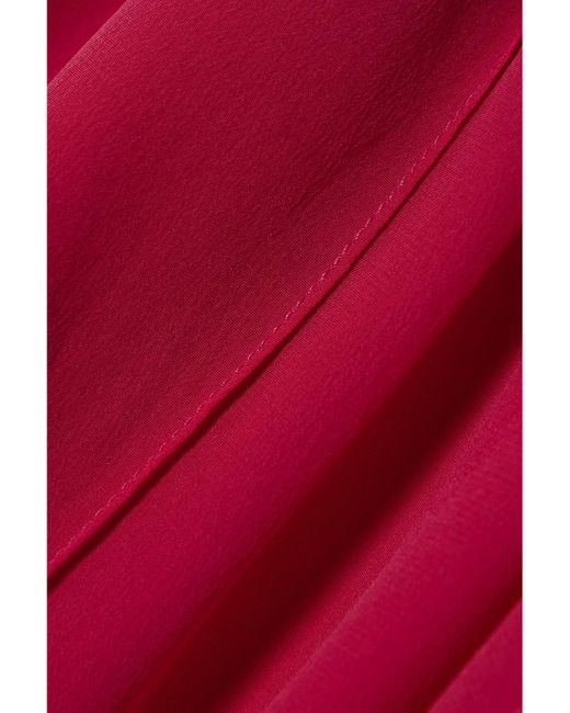 Esse Studios Red Classico Silk Crepe De Chine Wide-Leg Pants