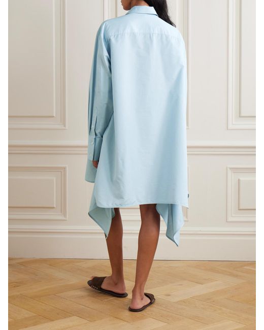 J.W. Anderson Blue Tie-Detailed Cotton And Silk-Blend Mini Shirt Dress