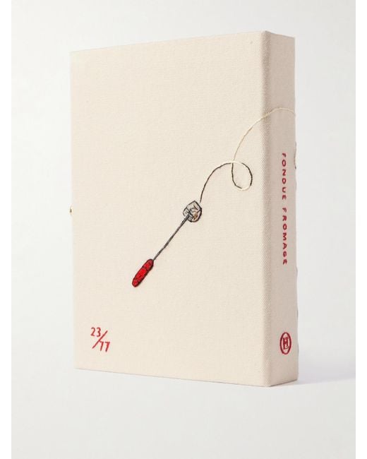 Olympia Le-Tan White Fondue Fromage Embroidered Appliquéd Canvas Clutch