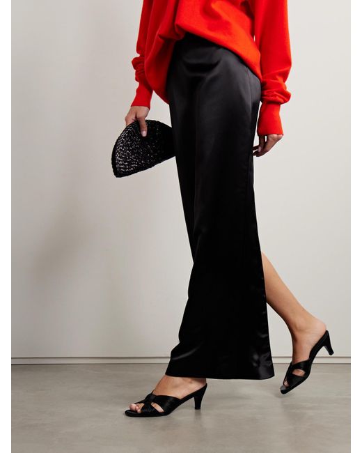 The Row Black Knotted Satin Mules