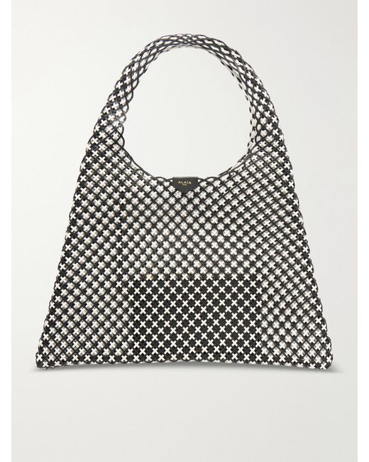 Alaïa Gray Woven Leather Hobo Shoulder Bag