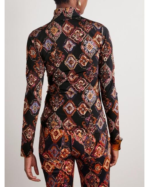 Cara Cara Black Suzie Stehkragenoberteil Aus Bedrucktem Stretch-Jersey