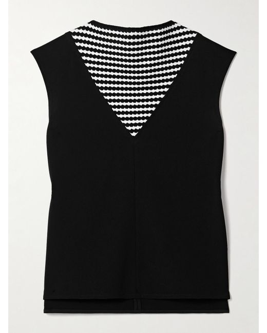 Proenza Schouler Black Prescott Striped Knitted And Crepe Tank