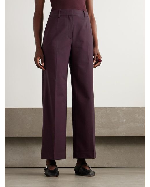 Theory Purple Wool-Blend Straight-Leg Pants