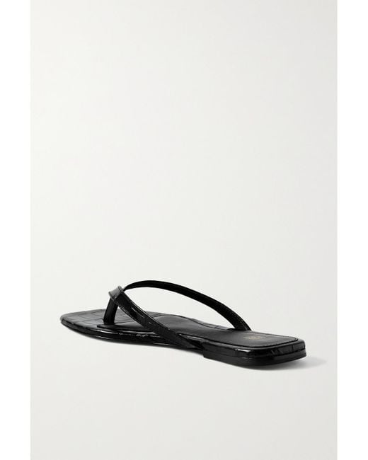 Totême  Black Croc-Effect Leather Flip Flops