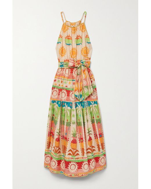 FARM Rio Belted Tiered Printed Cotton Maxi Dress | Lyst Canada