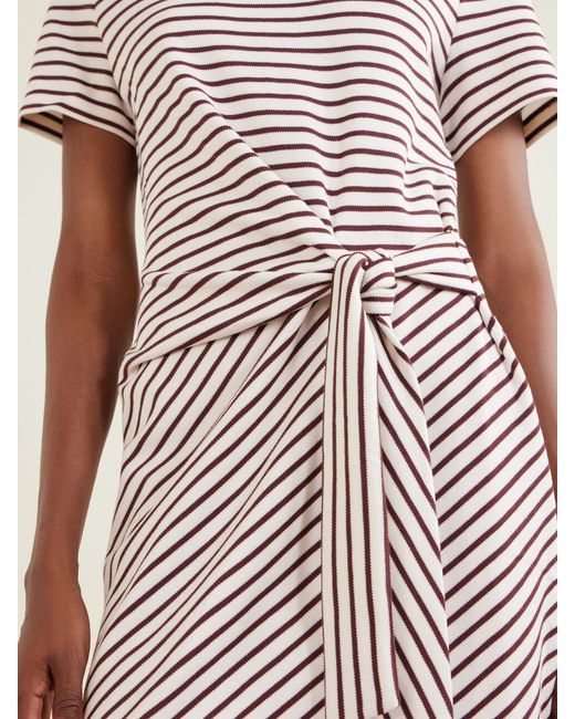 Veronica Beard Natural Elvaris Striped Knotted Jersey Mini Dress