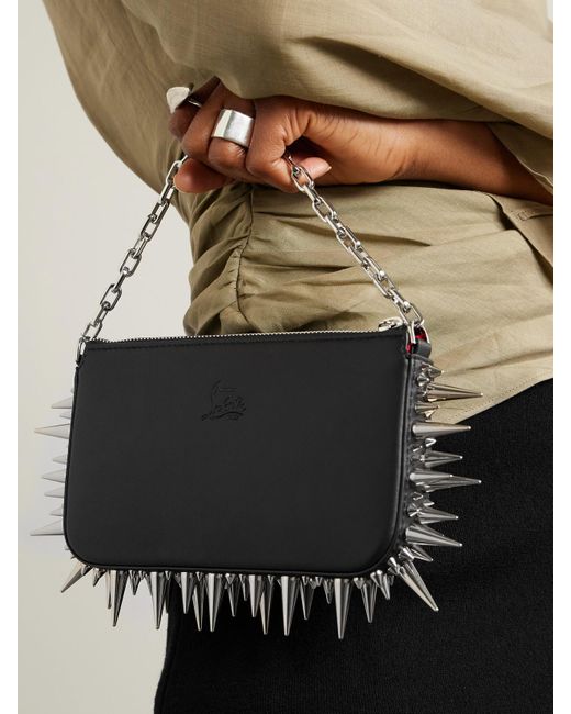 Christian Louboutin Black Loubila Kleine Schultertasche Aus Leder Mit Nieten