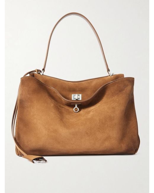 Balenciaga Brown Rodeo Mittelgroße Schultertasche Aus Veloursleder
