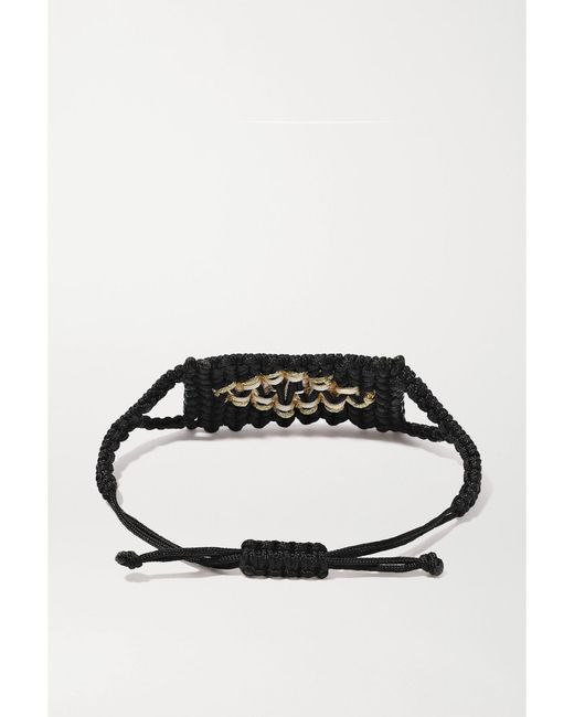 Diane Kordas White Evil Eye Woven Cord, Diamond And Sapphire Bracelet