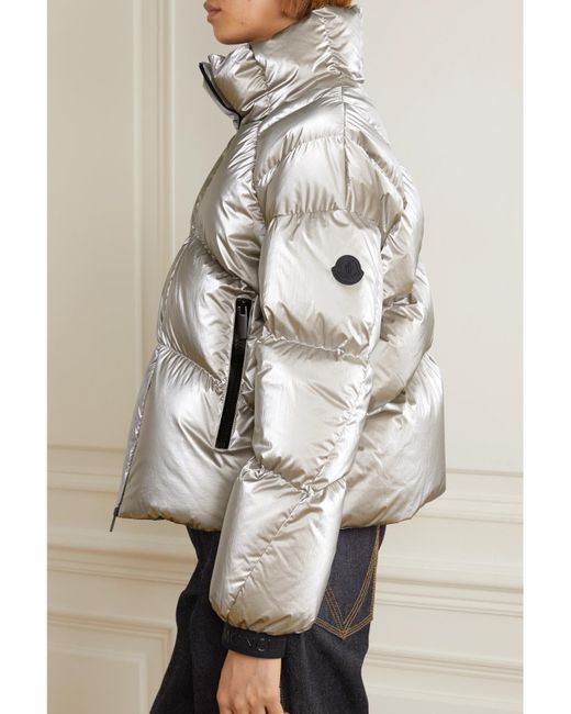 Moncler Gray Avoriaz Quilted Metallic Shell Down Jacket