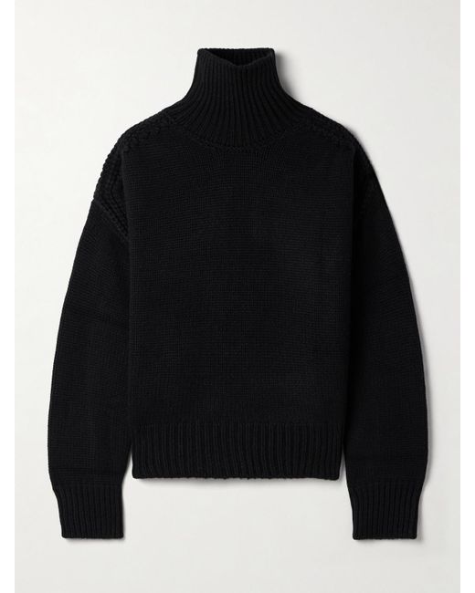 Sa Su Phi Black Oversized-Stehkragenpullover Aus Geripptem Kaschmir