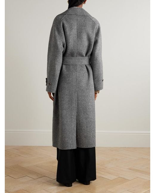Joseph Gray Navarre Belted Herringbone Wool Coat