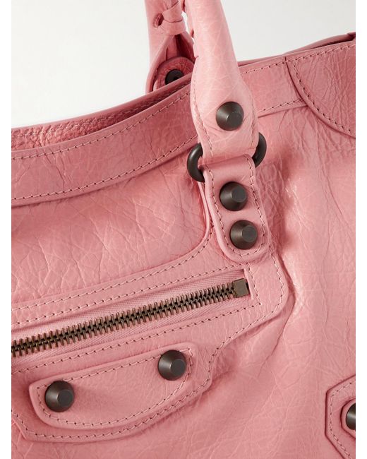 Balenciaga Pink Le City Kleine Tote Aus Strukturiertem Leder Mit Verzierungen