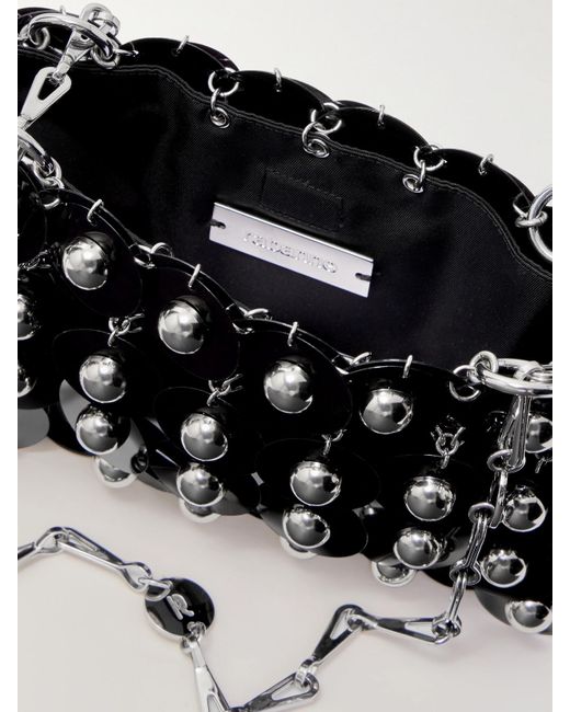 Rabanne Sparkle Studded Sequined Faille Shoulder Bag in