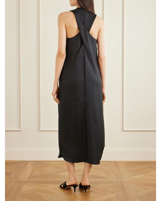 Loulou de Saison Black Paloma Silk-Twill Maxi Dress