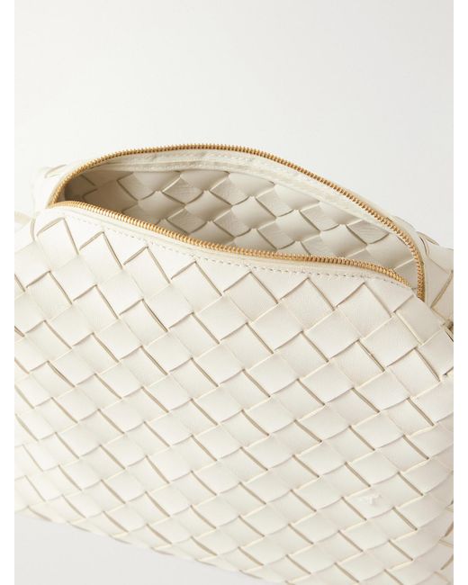 Bottega Veneta White Loop Small Intrecciato Leather Shoulder Bag