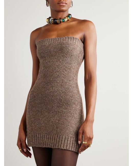 Cult Gaia Brown Holland Wool-Blend Mini Dress