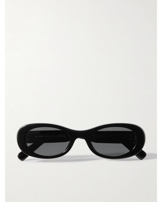 Miu Miu Black Oval-Frame Acetate Sunglasses