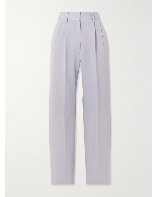 Blazé Milano Blue Fox Pleated Wool Tapered Pants