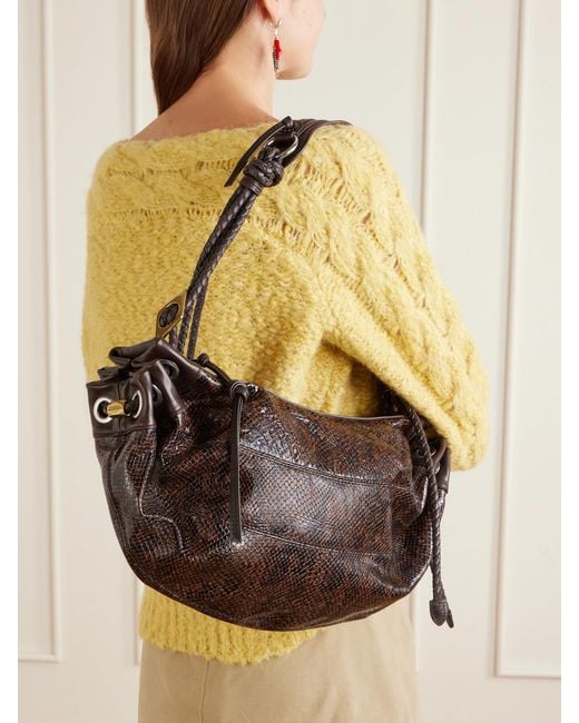 Isabel Marant Black Maia Snake-Effect Leather Shoulder Bag
