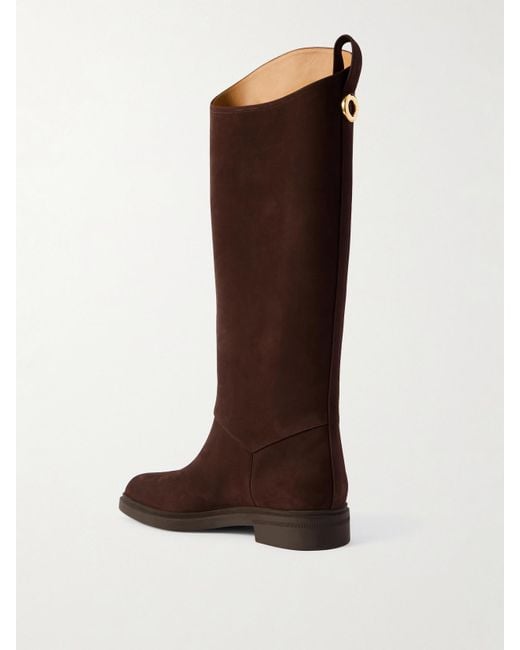 Loro Piana Brown Kilda Nubuck Knee Boots
