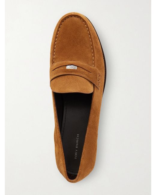 Tory Burch Brown Suede Penny Loafers