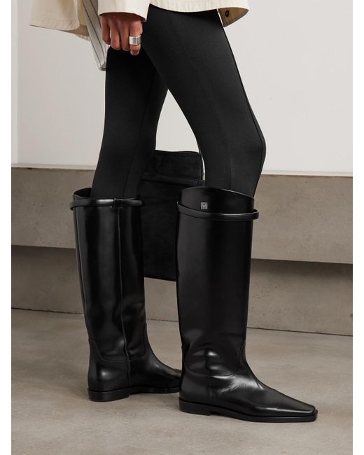 Totême Black Net Sustain The Riding Leather Knee Boots