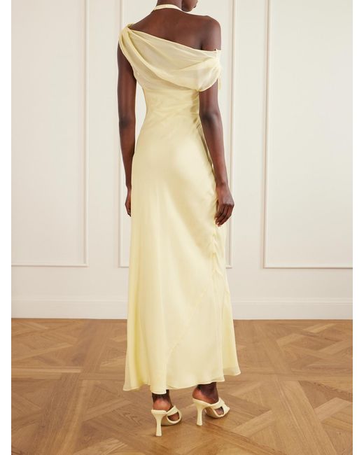 Sir Yellow Strope Silk-Chiffon Gown