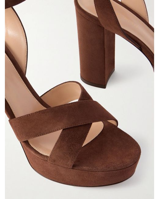 Gianvito Rossi Brown Sabrina 70 Suede Platform Sandals