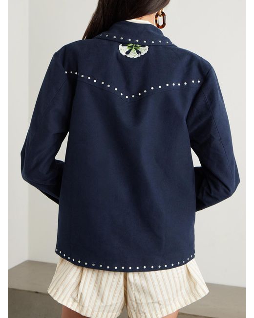 Alix Of Bohemia Blue Jude Studded Cotton-Twill Jacket