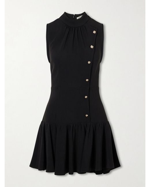 Alessandra Rich Black Button-Embellished Cady Mini Dress