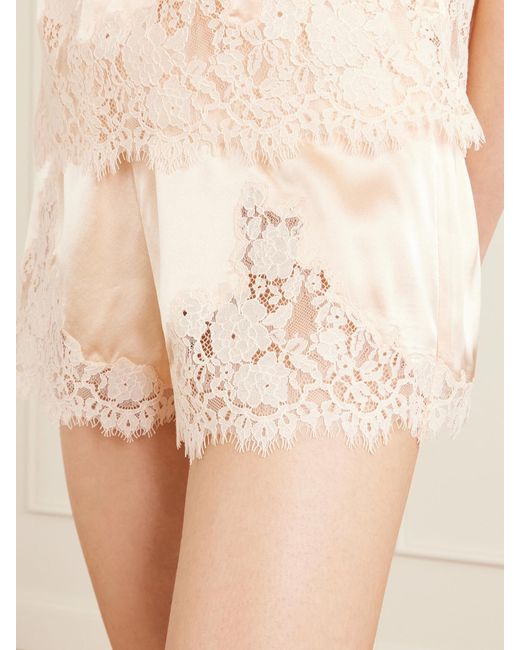Doen Natural Iona Lace-Trimmed Silk-Satin Shorts