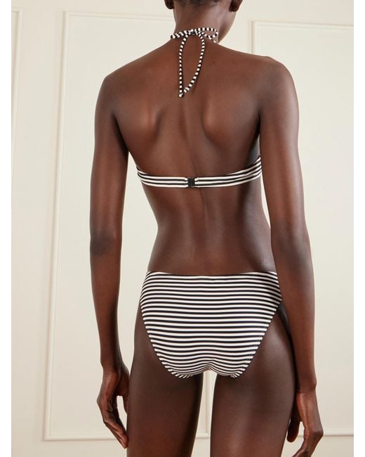 Nili Lotan White Striped Triangle Bikini Top