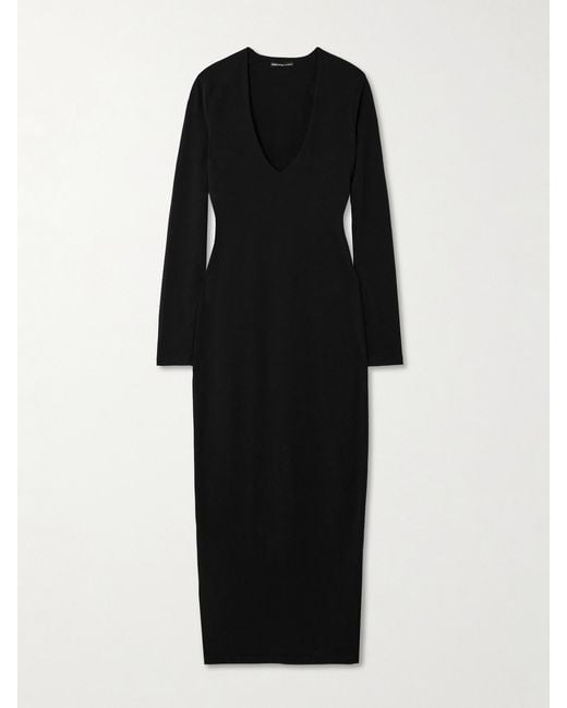 James Perse Black Cotton-Blend Jersey Midi Dress