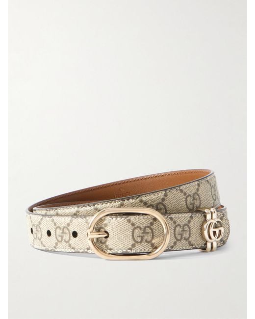 Gucci Natural Printed Coated-Canvas Belt