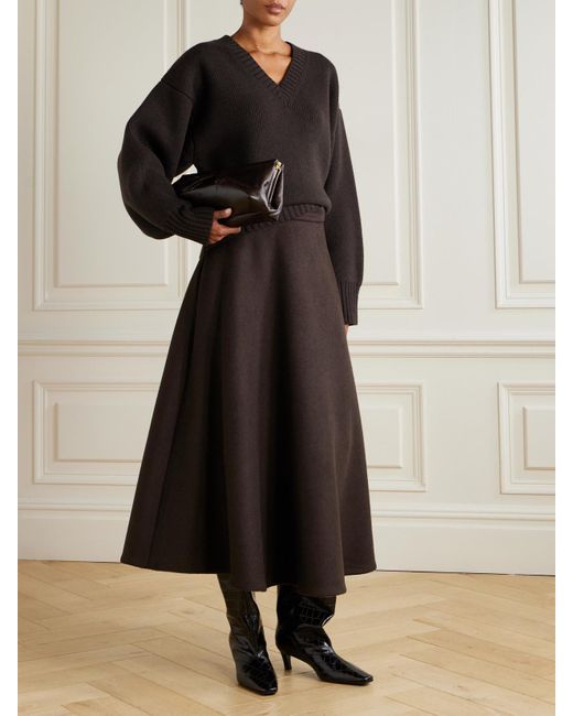 Jupe Midi En Feutre De Laine Recyclée Mélangée Rohe en coloris Brown