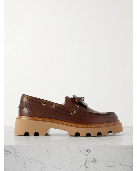 Roger Vivier Brown Viv Ranger Buckled Leather Boat Shoes