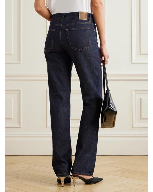 Totême  Blue Low-Rise Straight-Leg Organic Jeans