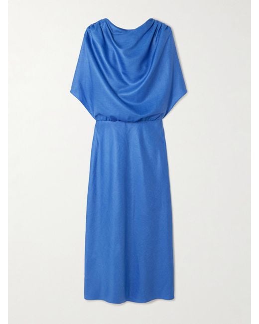 Abadia Blue Mira Mehrlagiges Midikleid Aus Charmeuse Mit Knoten