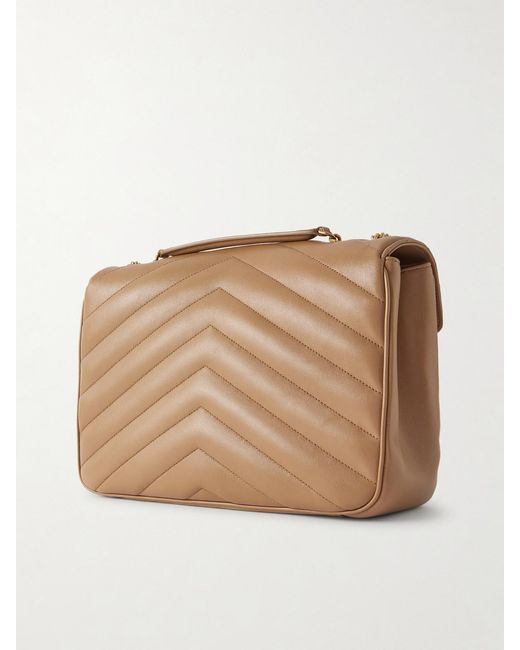 Saint Laurent Natural Loulou Large Matelassé Leather Shoulder Bag