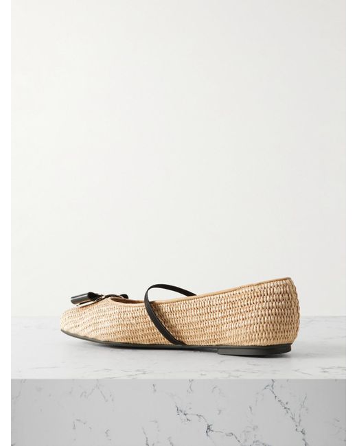 Ferragamo Natural New Vara Flache Schuhe Aus Raffiabast Mit Verzierungen