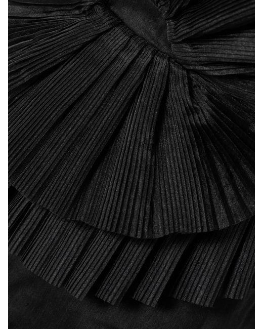 Robe Longue Bustier En Lin Mélangé Et En Coton Plissé À Volants Kira Aje. en coloris Black