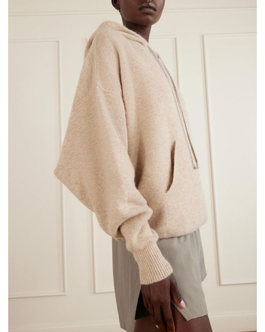 Rick Owens Natural Hun Wool-Blend Hoodie