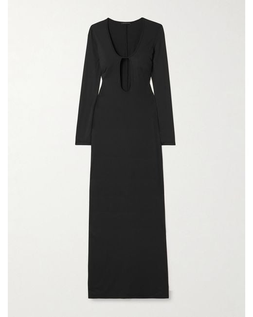 Kiki de Montparnasse Black Echauffe Cutout Stretch-Jersey Gown