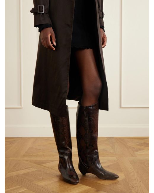 Le Monde Beryl Black Allegra 25 Snake-Effect Leather Knee Boots