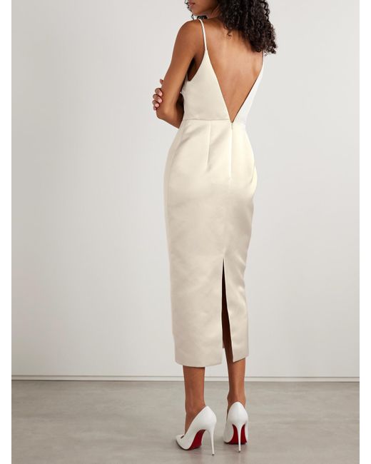 Emilia Wickstead White Vero Open-Back Duchesse-Satin Midi Dress