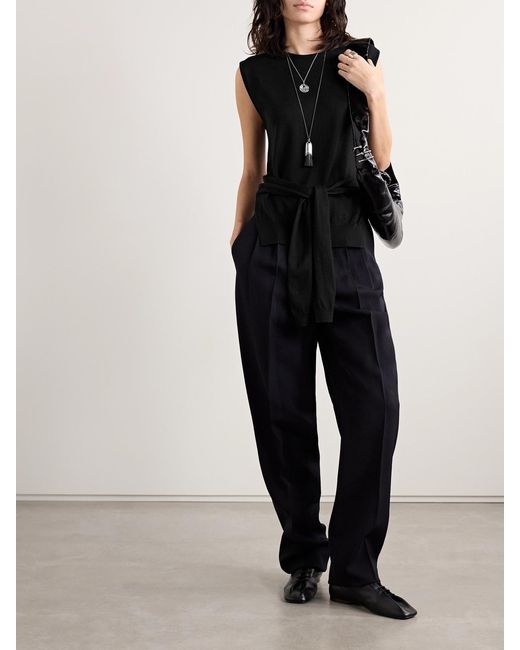 Lemaire Black Tie-Detailed Wool-Blend Tank