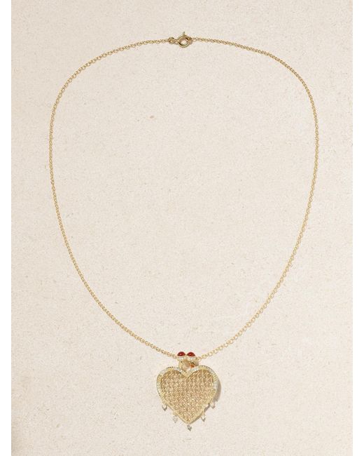 Yvonne Léon Natural Minaudière Coeur 9- And 18-Karat, Agate And Diamond Necklace